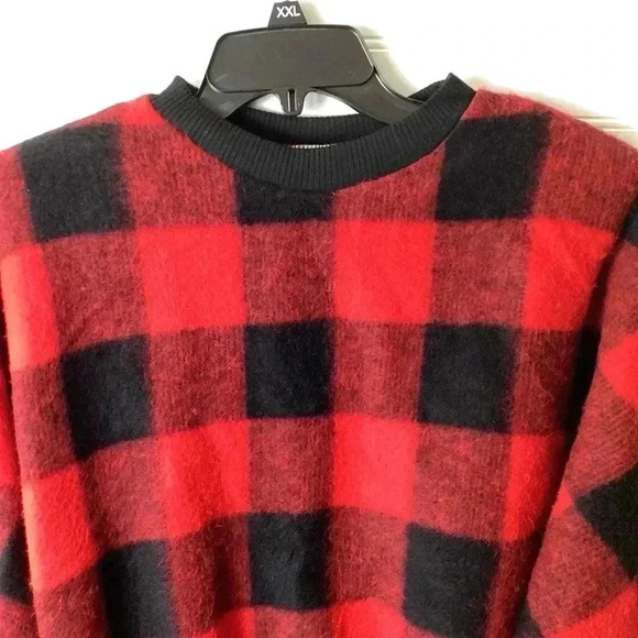 JeanKris Red Buffalo Plaid PulloverMade in USA size O/S - Picture 2 of 8